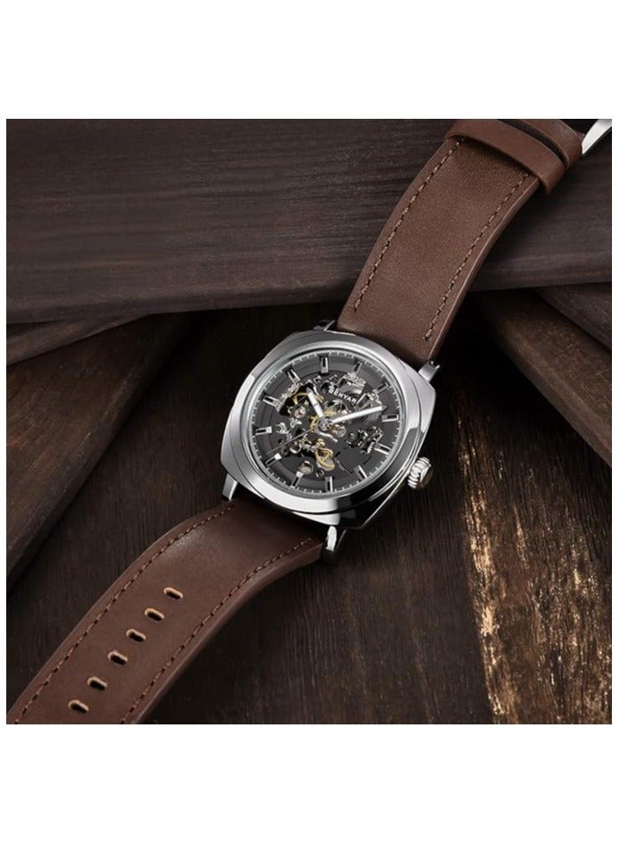 BENYAR Automatic Men’s Skeleton Watch with Genuine Leather Strap  Mechanical Movement  30M Waterproof Wrist Watch with Luminous Hands BY5121 - Image 4